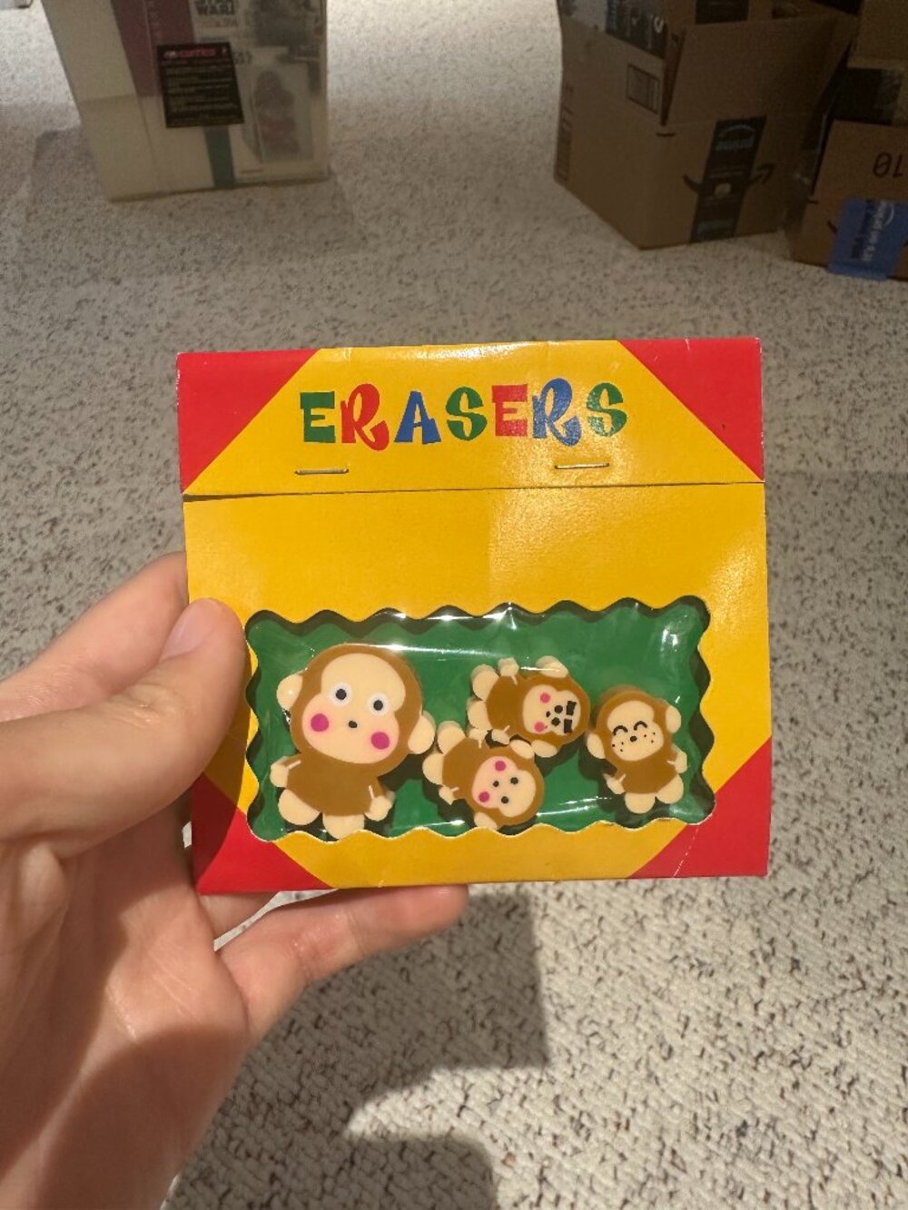 Sanrio vintage monkichi eraser set